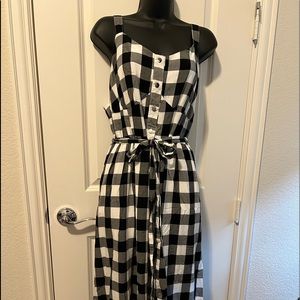 Cute black and white plaid sundress; cool and comfy; great for any occasion!
